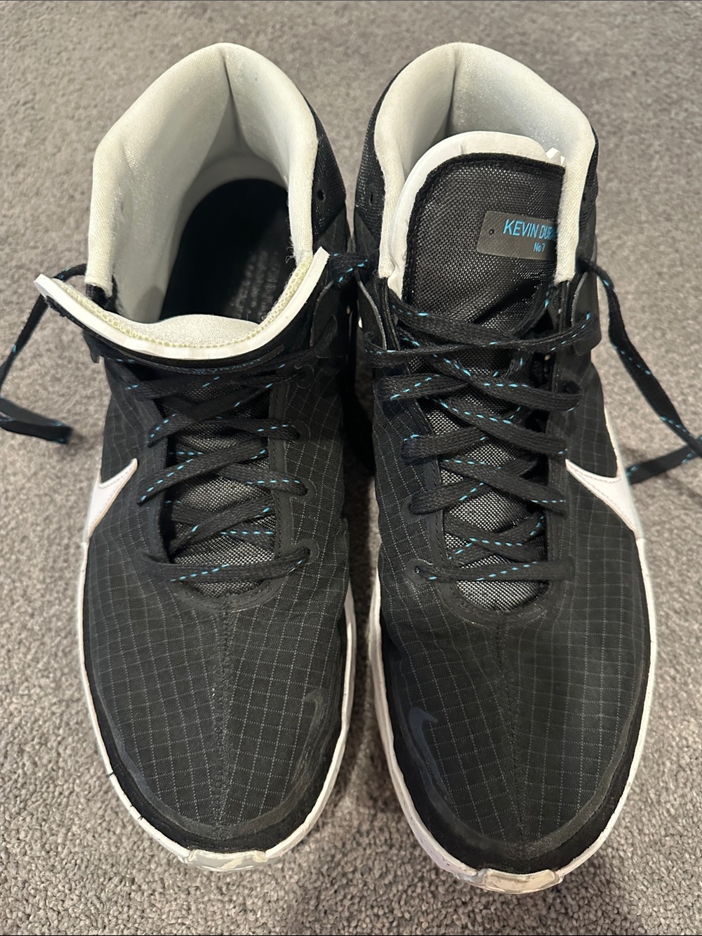 Nike Black/White Kevin Durant Basketball Sneakers with Teal Accents